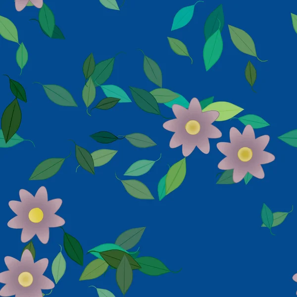 Vector Ilustración Flores Verano Pétalos Con Hojas Fondo Botánico — Vector de stock