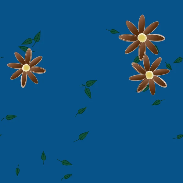 Vector Ilustración Flores Verano Pétalos Con Hojas Fondo Botánico — Vector de stock