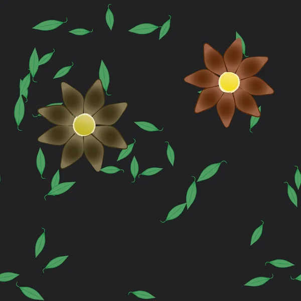 Illustration Vectorielle Pétales Fleurs Été Avec Feuilles Fond Botanique — Image vectorielle