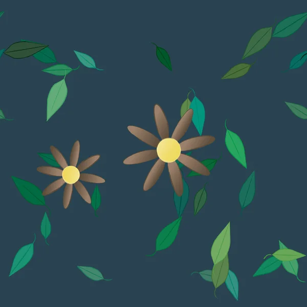 Yapraklı Çiçek Yapraklarının Vektör Çizimi Botanik Arka Plan — Stok Vektör