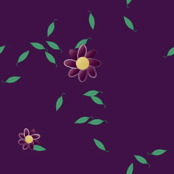 Vector Ilustración Flores Verano Pétalos Con Hojas Fondo Botánico — Vector de stock