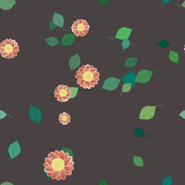 Vektor Illustration Von Sommerblumen Blütenblätter Mit Blättern Botanischer Hintergrund — Stockvektor