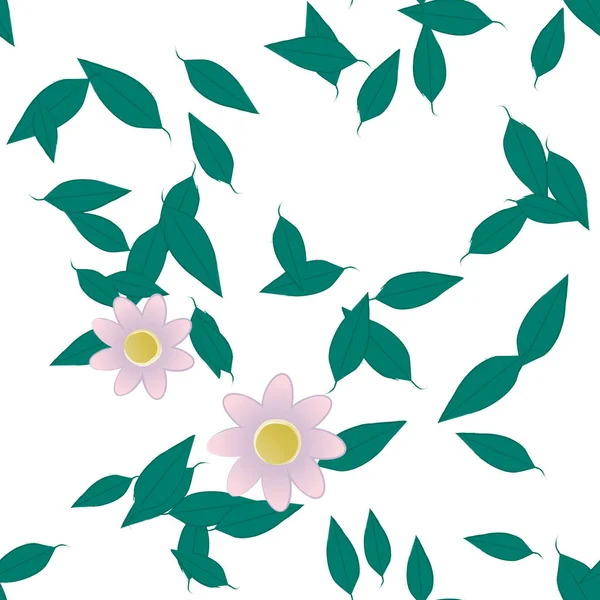 Yapraklı çiçek yapraklarının vektör çizimi, botanik arka plan