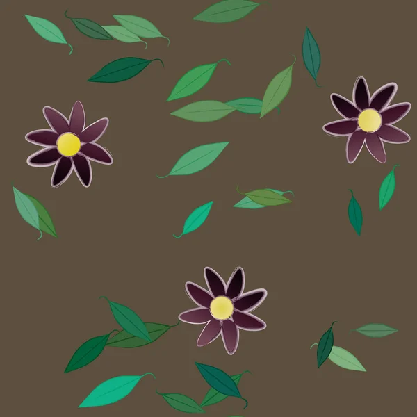 Illustration Vectorielle Pétales Fleurs Été Avec Feuilles Fond Botanique — Image vectorielle