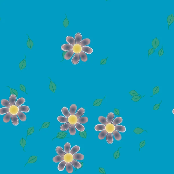 Vector Ilustración Flores Verano Pétalos Con Hojas Fondo Botánico — Vector de stock