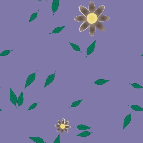 Illustration Vectorielle Pétales Fleurs Été Avec Feuilles Fond Botanique — Image vectorielle