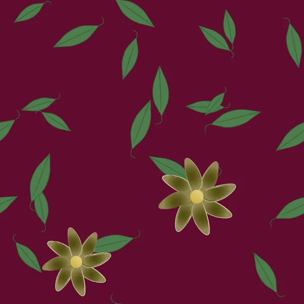 Illustration Vectorielle Pétales Fleurs Été Avec Feuilles Fond Botanique — Image vectorielle