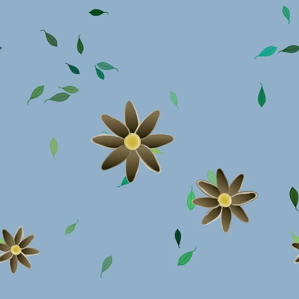 Illustration Vectorielle Pétales Fleurs Été Avec Feuilles Fond Botanique — Image vectorielle