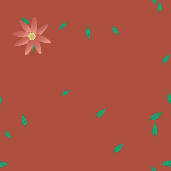 Vector Illustratie Van Zomerbloemen Bloemblaadjes Met Bladeren Botanische Achtergrond — Stockvector