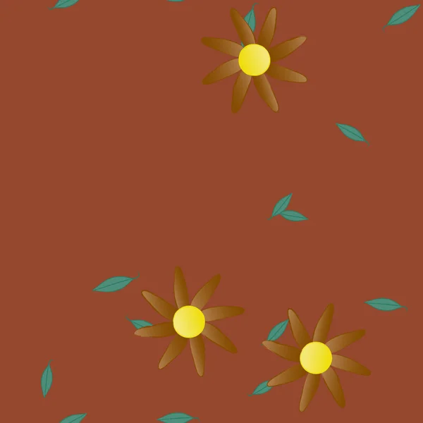 Vector Illustratie Van Zomerbloemen Bloemblaadjes Met Bladeren Botanische Achtergrond — Stockvector