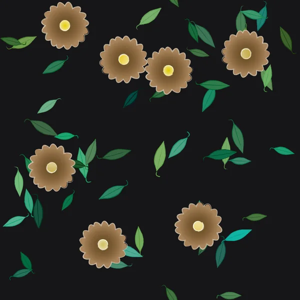 Vector Illustratie Van Zomerbloemen Bloemblaadjes Met Bladeren Botanische Achtergrond — Stockvector