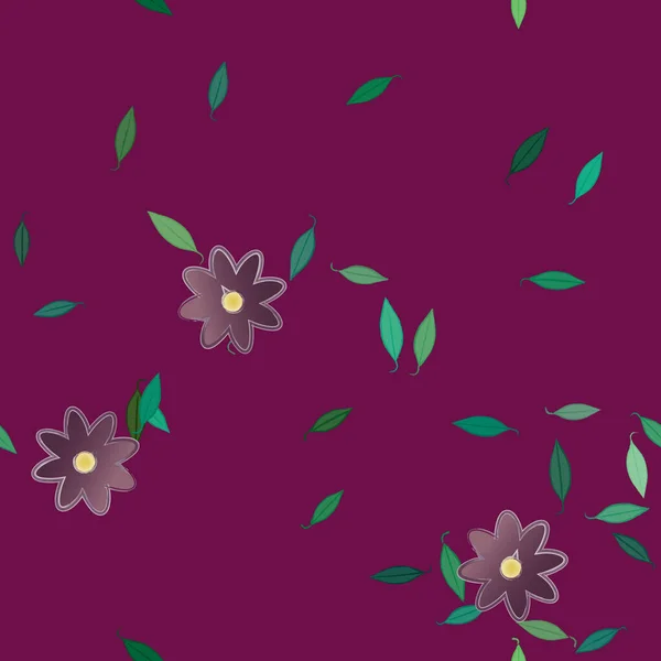 Vector Ilustración Flores Verano Pétalos Con Hojas Fondo Botánico — Archivo Imágenes Vectoriales