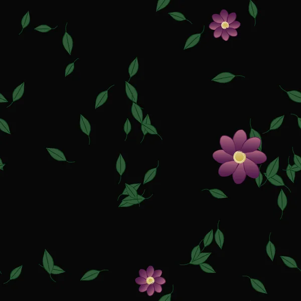 Vector Ilustración Flores Verano Pétalos Con Hojas Fondo Botánico — Archivo Imágenes Vectoriales