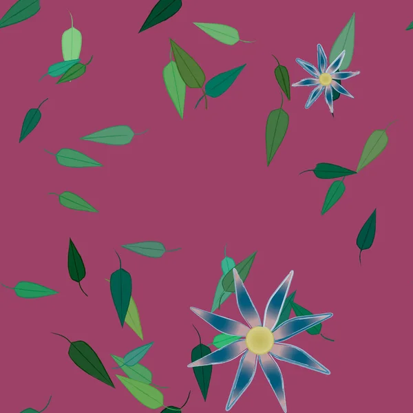 Illustration Vectorielle Pétales Fleurs Été Avec Feuilles Fond Botanique — Image vectorielle