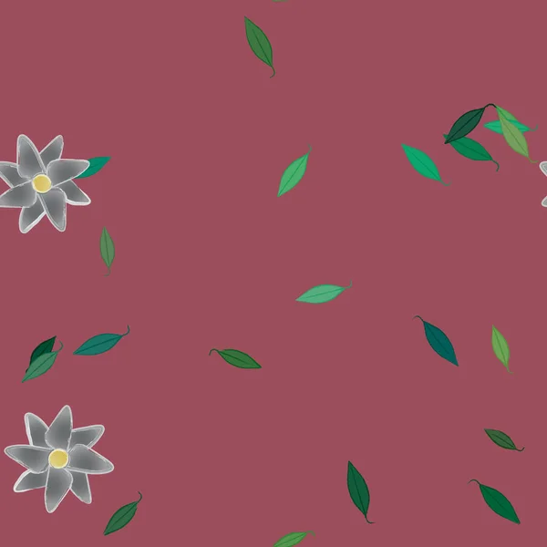 Illustration Vectorielle Pétales Fleurs Été Avec Feuilles Fond Botanique — Image vectorielle