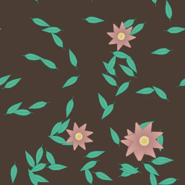 Illustration Vectorielle Pétales Fleurs Été Avec Feuilles Fond Botanique — Image vectorielle