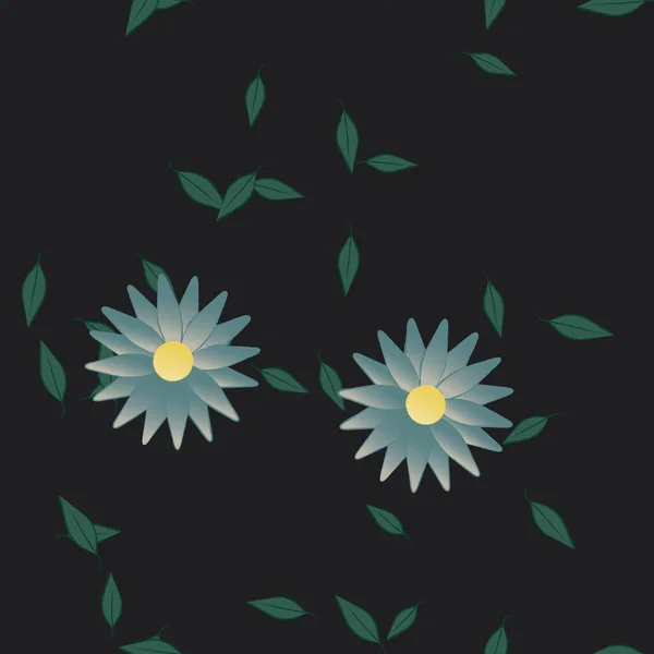 Vektor Illustration Von Sommerblumen Blütenblätter Mit Blättern Botanischer Hintergrund — Stockvektor