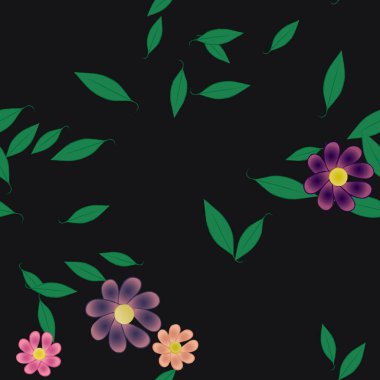 Yapraklı çiçek yapraklarının vektör çizimi, botanik arka plan