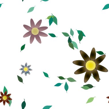 Yapraklı çiçek yapraklarının vektör çizimi, botanik arka plan