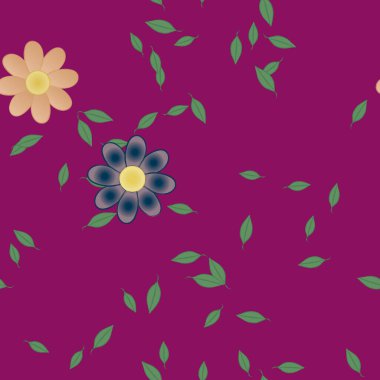 Yapraklı çiçek yapraklarının vektör çizimi, botanik arka plan