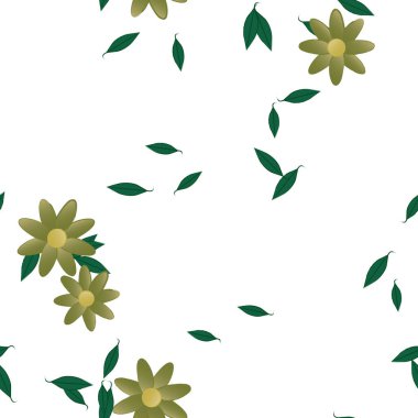 Yapraklı çiçek yapraklarının vektör çizimi, botanik arka plan