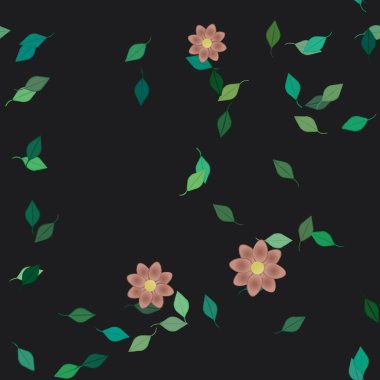 Yapraklı çiçek yapraklarının vektör çizimi, botanik arka plan