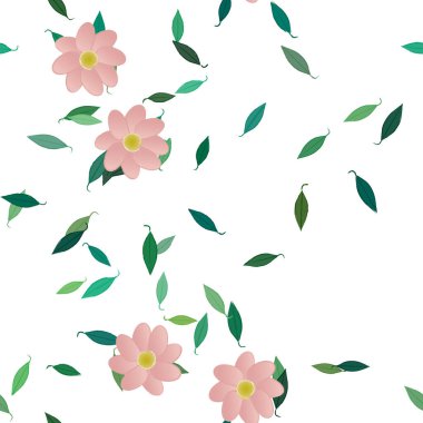 Yapraklı çiçek yapraklarının vektör çizimi, botanik arka plan