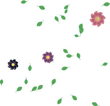 Yapraklı çiçek yapraklarının vektör çizimi, botanik arka plan
