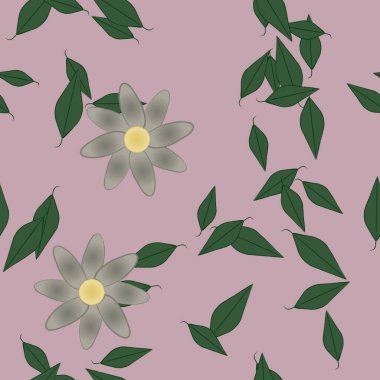 Yapraklı çiçek yapraklarının vektör çizimi, botanik arka plan