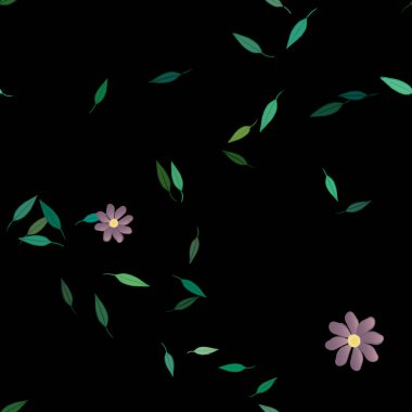 Yapraklı çiçek yapraklarının vektör çizimi, botanik arka plan