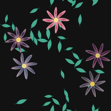 Yapraklı çiçek yapraklarının vektör çizimi, botanik arka plan