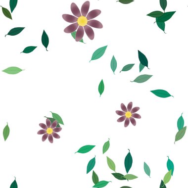 Yapraklı çiçek yapraklarının vektör çizimi, botanik arka plan