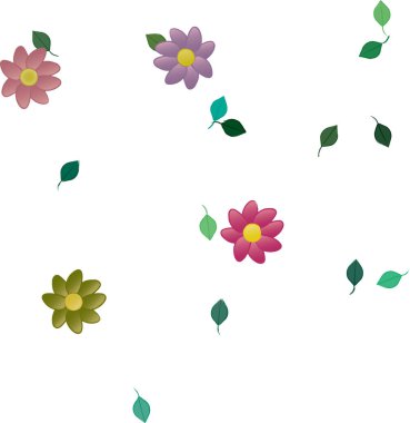 Yapraklı çiçek yapraklarının vektör çizimi, botanik arka plan