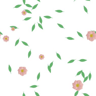 Yapraklı çiçek yapraklarının vektör çizimi, botanik arka plan