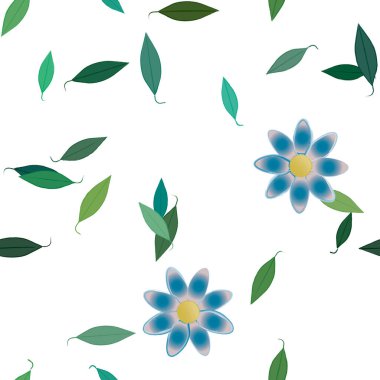 Yapraklı çiçek yapraklarının vektör çizimi, botanik arka plan