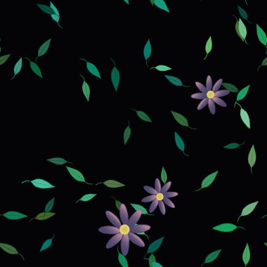 Yapraklı çiçek yapraklarının vektör çizimi, botanik arka plan