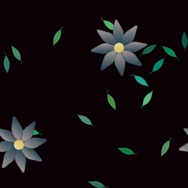 Yapraklı çiçek yapraklarının vektör çizimi, botanik arka plan