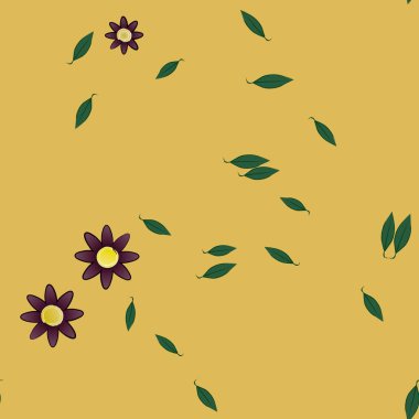 Yapraklı çiçek yapraklarının vektör çizimi, botanik arka plan