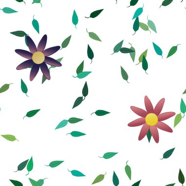 Yapraklı çiçek yapraklarının vektör çizimi, botanik arka plan