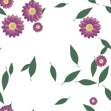 Yapraklı çiçek yapraklarının vektör çizimi, botanik arka plan