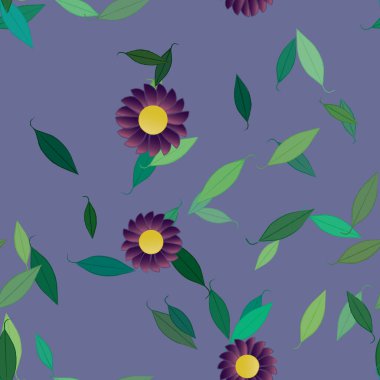 Yapraklı çiçek yapraklarının vektör çizimi, botanik arka plan