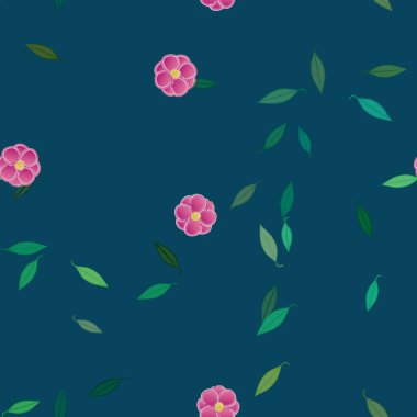 Yapraklı çiçek yapraklarının vektör çizimi, botanik arka plan