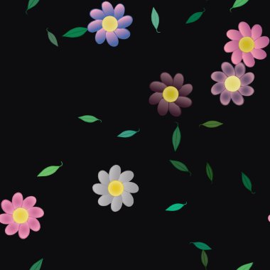 Yapraklı çiçek yapraklarının vektör çizimi, botanik arka plan