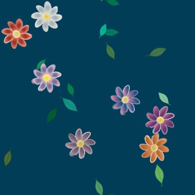 Yapraklı çiçek yapraklarının vektör çizimi, botanik arka plan