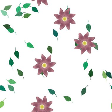 Yapraklı çiçek yapraklarının vektör çizimi, botanik arka plan