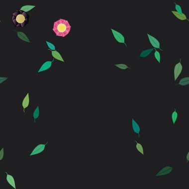 Yapraklı çiçek yapraklarının vektör çizimi, botanik arka plan