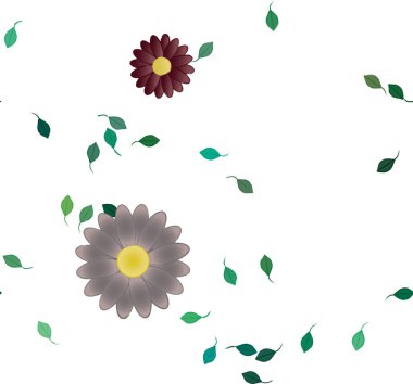 Yapraklı çiçek yapraklarının vektör çizimi, botanik arka plan