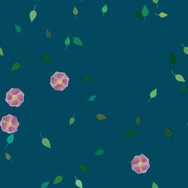 Yapraklı çiçek yapraklarının vektör çizimi, botanik arka plan