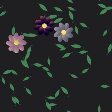 Yapraklı çiçek yapraklarının vektör çizimi, botanik arka plan