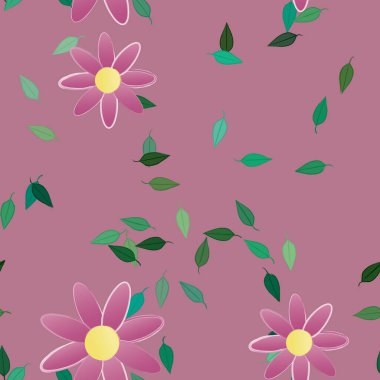 Yapraklı çiçek yapraklarının vektör çizimi, botanik arka plan